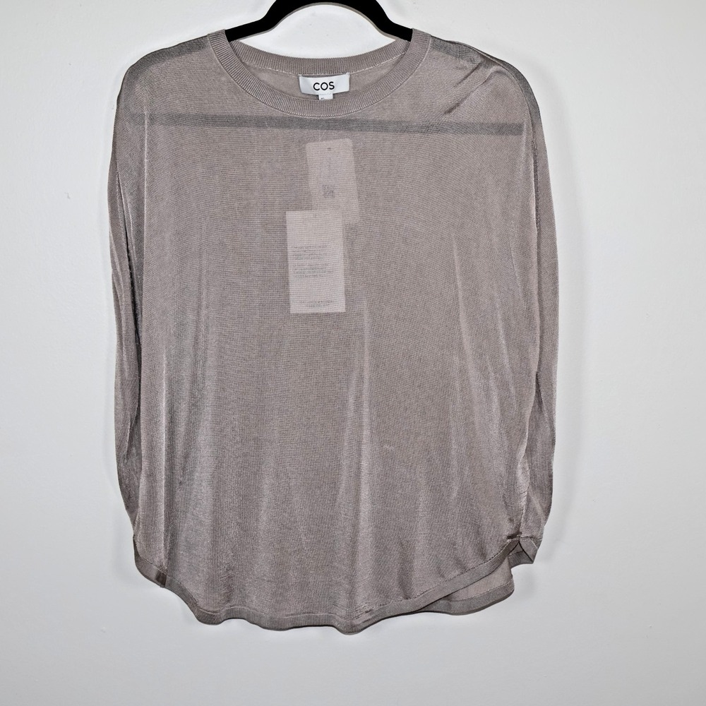 COS Sweater Women Size Small Beige Sheer Metallic Sparkly Lightweight Sleeveless